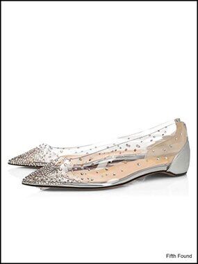 Rhinestones Studded Ballet Flats Mesh Rivets Pointed Toe Slip On Dressy Shoes